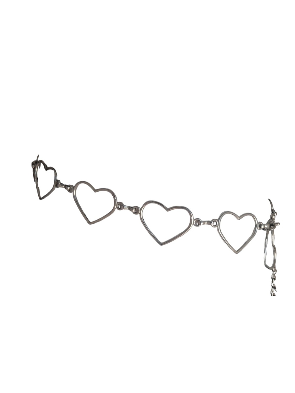 silver heart link chain belt